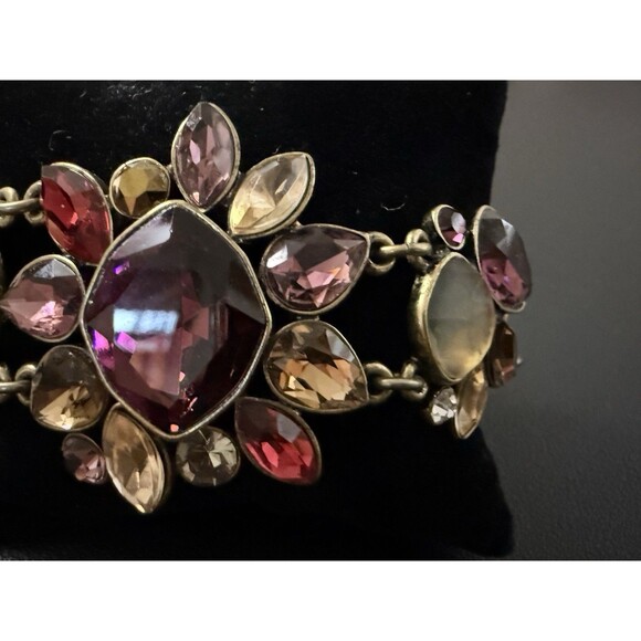 Chloe & Isabel Statement Bracelet Multi-Color Stones Floral Cluster Gold Tone - Picture 4 of 11